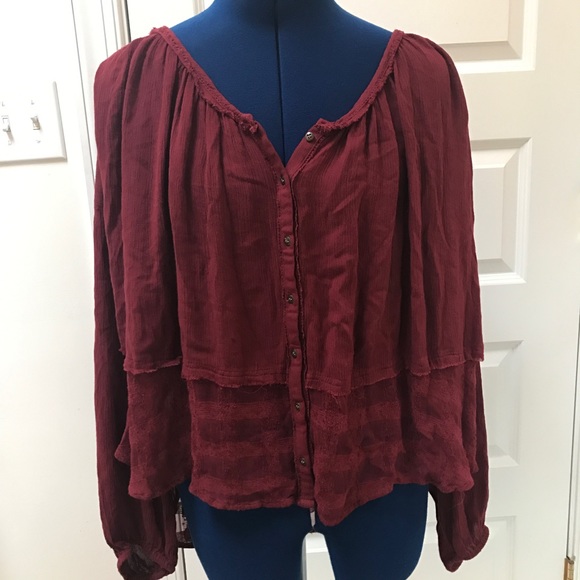 Free People Tops - Free People Red Lace Top